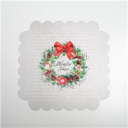 Коробка для кондитерских изделий новогодняя с пластиковой крышкой Winter time, 21×21×3 см