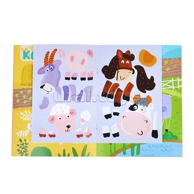 Наклейки с загадками. Собери по частям. В деревне