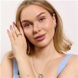 Комплект ювелирной бижутерии Итальянское золото (покрытие желтое 14к) серьги, кулон на цепочке и кольцо 20 р, вставка: фианиты, цвет: прозрачный, арт.414.056-20