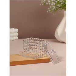 Органайзер для ватных палочек, с крышкой, 8.8×7.5×8 см, прозрачный