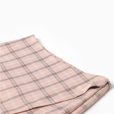 Юбка мини на запах женская MINAKU: Casual Collection, клетка розовая, размер 48