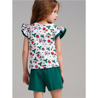 Комплект трикотажный для девочек: фуфайка (футболка), шорты