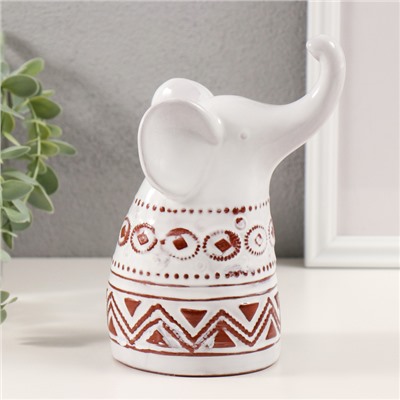 Фигурка керамика «Слон. Этнические узоры», белый состаренный, 8.5×10.5×17 см