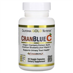 California Gold Nutrition, CranBlueC, клюква и голубика с витамином C, 60 растительных капсул