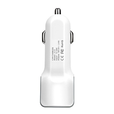 Адаптер Автомобильный с кабелем Hoco Z23 2USB/5V/2.4A +lightning (white)
