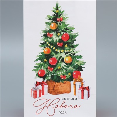 Пакет подарочный новогодний крафтовый «Уют в доме», 12×21×9 см