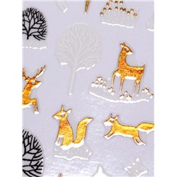 Наклейки для ногтей «Зимний лес», фольгированные, разноцветные