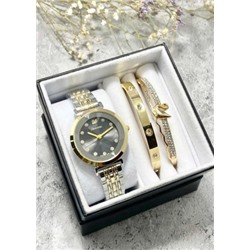 Подарочный набор для женщин часы, 2 браслета + коробка #22853014