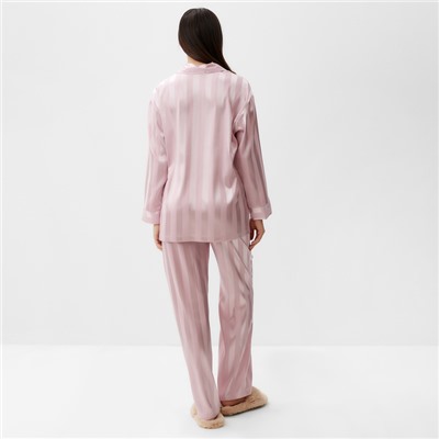 Пижама женская (рубашка, брюки) KAFTAN «Полоска», цвет пудровый, размер 48-50