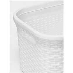 Корзина для глаженого белья «Ротанг», 32 л, 50×32.3×24.5 см, белая