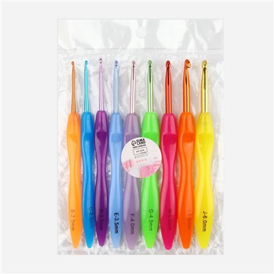 Набор крючков для вязания, d = 2-6 мм, 17 см, 9 шт., цвет разноцветный