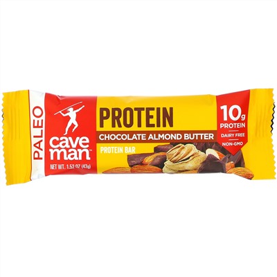Caveman Foods, Protein Bar, Chocolate Almond Butter, 12 Bars, 1.52 oz (43 g) Each