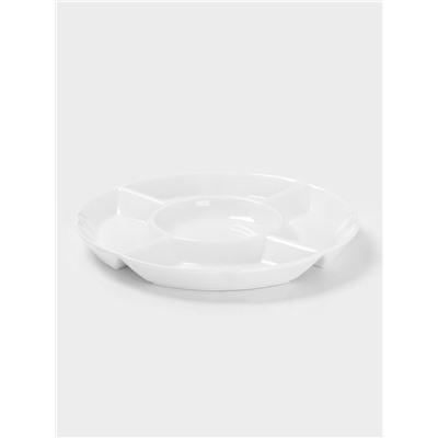 Менажница 5 ячеек Wilmax, d=24.5 см, фарфор, белая