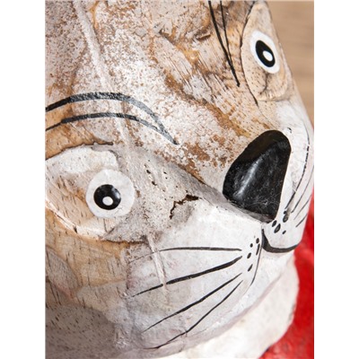 УЦЕНКА Сувенир интерьерный «Кот в новогоднем костюме», 15×13×40 см, дерево