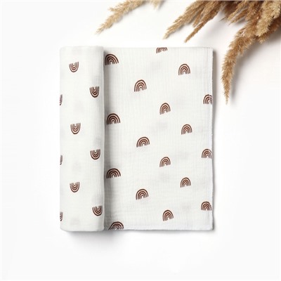 Пелёнка двухслойная «Крошка Я» Boho rainbow, 130×100 см, хлопок 100%