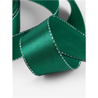 Лента атласная, с серебряным люрексом, 25 мм, 23±1 м, зелёная №168