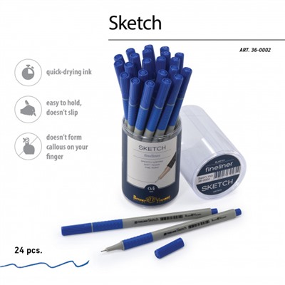 Ручка капиллярная (ФАЙНЛАЙНЕР) С ГРИПОМ "SKETCH" синяя 0.4 мм 36-0002 Bruno Visconti