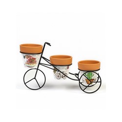 Набор фигурных кашпо для цветов «Велосипед», 300 мл, керамика, 3 шт.