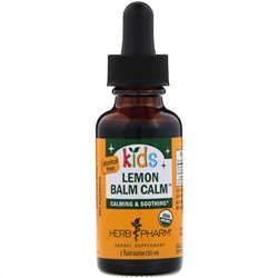 Herb Pharm, Успокаивающий сироп для детей из органической лимонной мяты, без алкоголя, 1 жидкая унция (30 мл)