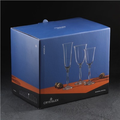 Набор бокалов для вина из хрустального стекла «Анжела», 250 мл, 6 шт.