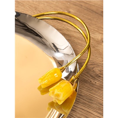 Блюдо «Тюльпаны», 44×30×3 см, нержавеющая сталь