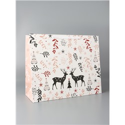 Пакет подарочный новогодний ламинированный горизонтальный «Праздник в лесу», 49×40×19 см