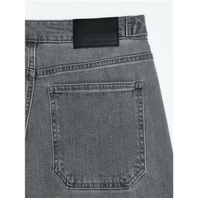 Актуальная коллекция CONTE CON-837 Джинсы wide leg серого цвета с декоративными патами