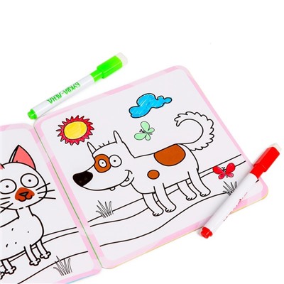 Многоразовая раскраска «Животные фермы», 12 стр., 16×16 см, Синий трактор