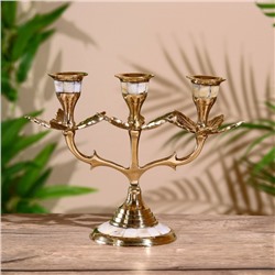 Подсвечник «Трио», 15 см, латунь, перламутр