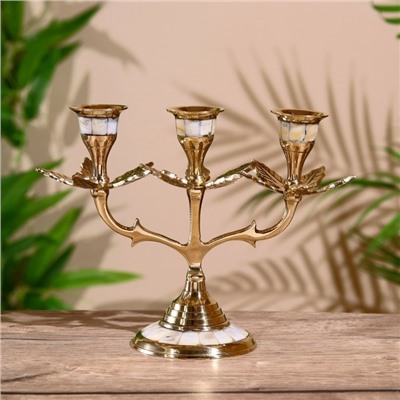 Подсвечник «Трио», 15 см, латунь, перламутр