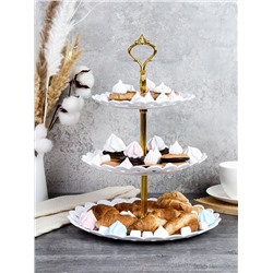 Ваза для канапе 3-х ярусная 18/22/27 Круг белая / D-1262 /уп 80/ Пластик/689065