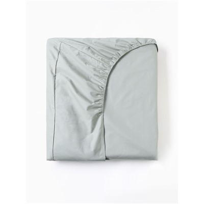 Простыня на резинке 2-спальная «Этель», 160×200+25 см, зелёная, перкаль