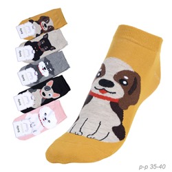 Носки р. 35-40 Собака короткие / L811 /уп 10/1200/ ОДНА ПАРА/ МАРКА