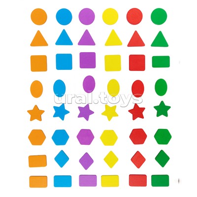 Лото с деревянными фишками "Цвета и формы" (деревянная коробка)