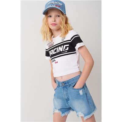 Шорты текстильные джинсовые для девочек PLAYTODAY, 1240784