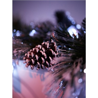 Хвойная гирлянда фиброоптическая «Заснеженная» 200 см, 8 режимов