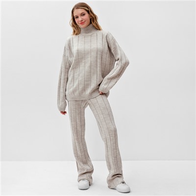 Костюм женский (джемпер, брюки) MINAKU: Knitwear Collection, размер 42-44, капучино