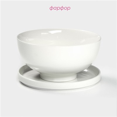 Набор посуды для рамена Доляна, 8 предметов: миска 1.6 л, тарелка d=20 см, 2 ложки, 2 пары палочек, фарфор, белый