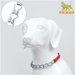 Ошейник металлический с вставкой из экокожи, 60 см × 3 мм