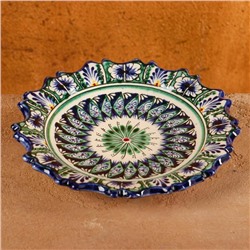 Тарелка Риштанская Керамика «Цветы», d=17 см, керамика, синяя