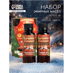 Новогодний набор эфирных масел «Лучшему мужчине», мята, пихта, лимон, можжевельник, 2 шт. по 100 мл