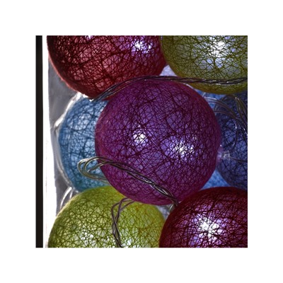 Гирлянда «Нить» 5 м с насадками «Клубки цветные», IP20, прозрачная нить, 20 LED, свечение белое, 220 В