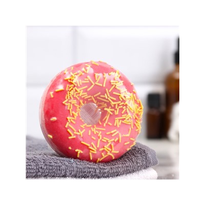 Бомбочка для ванн «красный пончик с кокосовой посыпкой» 85 г