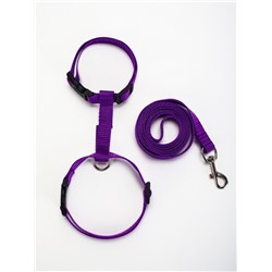 Комплект для кошек, ширина 1.5 см, ОШ 16.5-27 см, ОГ 21-35 см, поводок 120 см, фиолетовый