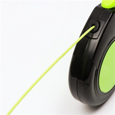 Рулетка «Пижон» светоотражающая, 8 м, до 50 кг, трос, прорезиненная ручка, зелёная