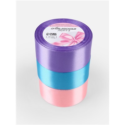 Атласная лента, набор 3 шт. «Ариэль», 40 мм, 23±1 м