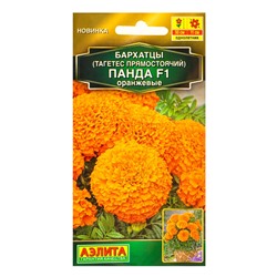 Семена цветов Бархатцы «Панда», F1, оранжевые, прямостоячие, 7 шт.