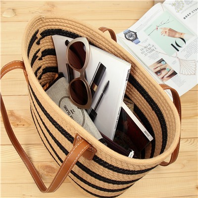 Сумка плетеная 27x43x13 / DW-21 /уп 50/коричнево-черная