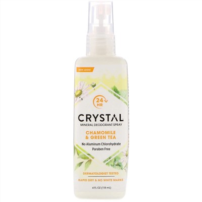 Crystal Body Deodorant, Минеральный дезодорант-спрей с ромашкой и зеленым чаем, 118 мл (4 жидких унции)