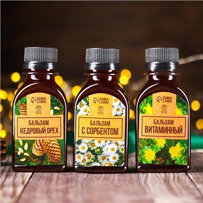 Подарочный набор новогодний, безалкогольных бальзамов 3 шт.×110 мл «Тонизирующий»